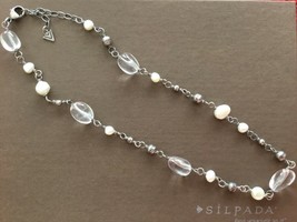 Retired SILPADA Sterling Silver Freshwater Pearl Crystal Bead Necklace N1602 - £25.30 GBP
