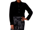 Isaac Mizrahi Velvet Button Front Shirt - BLACK, MEDIUM - $29.69
