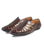 Mens Jutti Ethnic Mojari Shoes Nagra US size 7-11 Faux Leather Brown Cuts - £25.26 GBP