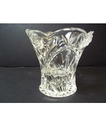 Two way lead crystal candle holder raised rose &amp; leaf design scalloped r... - $9.04