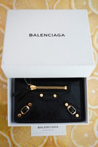 Balenciaga Classic Gold Black Leather Card Case Holder Wallet - $319.99