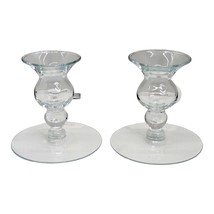 Set of 2 PRINCESS HOUSE Crystal 3 1/2&quot; Ball Stemmed Candlestick Holders #427 - £13.98 GBP