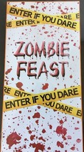 Halloween Decorative Door Cover Decor Zombie Feast Cut to Fit 30&quot;x60&quot; NEW - £5.42 GBP