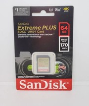 New Sealed SanDisk Extreme Plus 64GB SDXC  V30 Memory Card (170MB/s) - £10.20 GBP