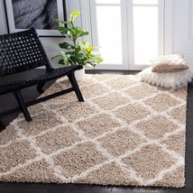 SAFAVIEH Dallas Shag Collection Accent Rug - 3&#39; x 5&#39; Beige &amp; Ivory Trellis - $71.62