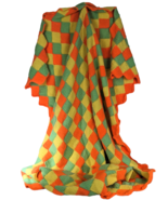 Crochet Blanket Vibrant Orange Green Yellow 83 x 55 Geometric Tropical A... - £46.42 GBP