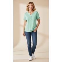Women Top Karen Scott Women V Neck Cotton Short Sleeve Top Size M Mint G... - $6.72
