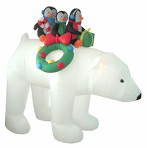 USED 8 Foot Tall Christmas Inflatable Polar Bear Penguin Light Garden Decoration - $54.45