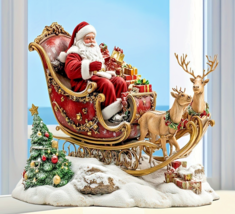 Santa Claus In His Reindeer Drawn Luxury Sleigh 2D Flat Desktop Decoration - $7.92