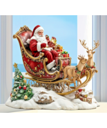 Santa Claus In His Reindeer Drawn Luxury Sleigh 2D Flat Desktop Decoration - $7.92