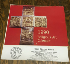 1990 Saint Stephen parish church vintage religious art picture calendar - $19.75