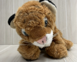 K&amp;M Plush tiger blue eyes sitting brown faint stripes pink nose USED bei... - $15.58