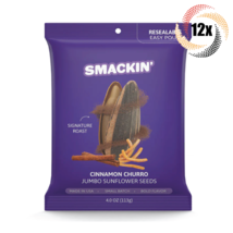 Full Box 12x Bags Smackin&#39; Cinnamon Churro Flavor Jumbo Sunflower Seeds ... - £46.08 GBP