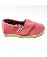 Toms Classics Pink Tiny Toddler Slip On Casual Canvas Flat Shoes - $24.95