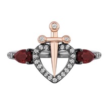 Enchanted Disney Evil Queen Ring With .20 Carat Of Diamonds And Garnet In Silver - £77.90 GBP