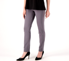 Women with Control Tall Luxe Ponte Pant w/ Faux Leather Trim- Smoke, Tall Medium - £23.70 GBP