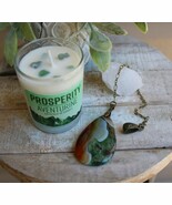 Prosperity Candle and Green/Brown Agate Stone Meditation Set #7 - $1,120.02 MXN