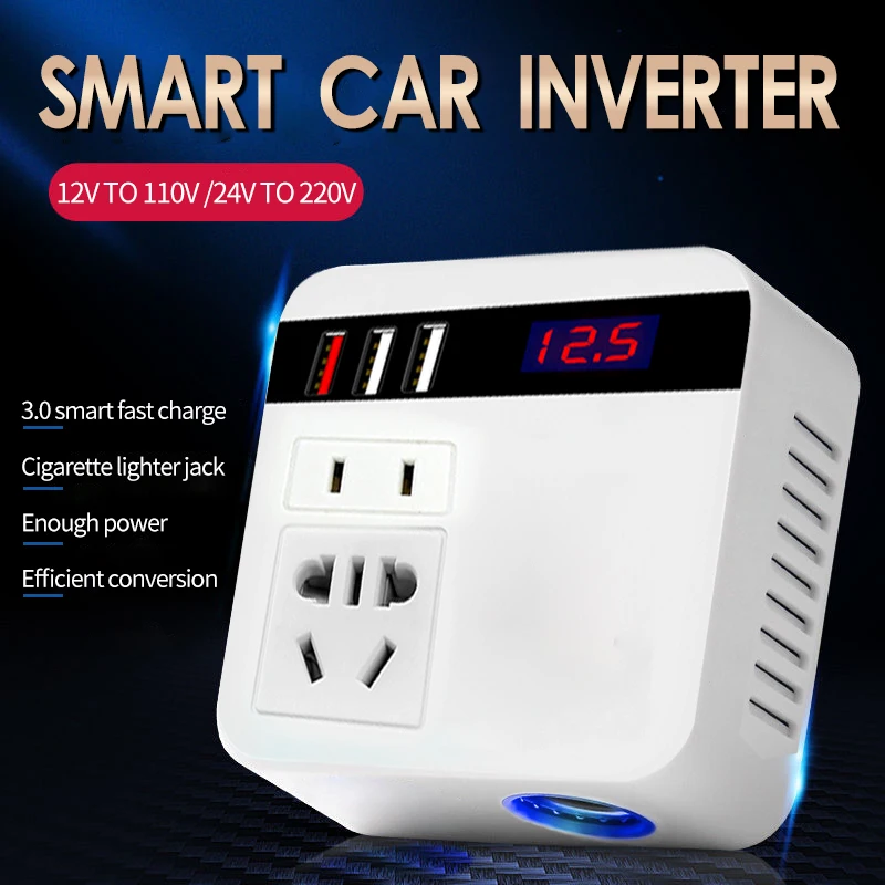 Car Inverter 150W Peak DC24V/12V to 220V/110V LED Display Sockets Power Invert - £22.59 GBP