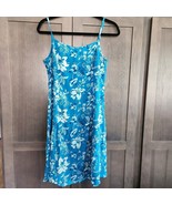 Ralph Lauren Aqua Blue Hawaiian Floral Print Sun Summer Dress 100% Silk ... - £27.57 GBP