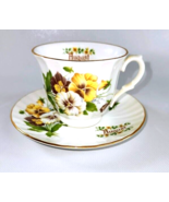 Elite Fine Bone China Teacup Saucer August Floral England Vintage Collec... - $20.54 CAD