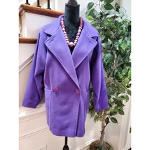 Vintage Fitz Solid Purple Long Sleeve Double Breasted Buttons Front Long Coat - £43.22 GBP