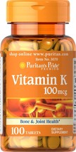 Puritan&#39;s Pride Vitamin K 100 mcg Supports Bone and Joint Health, 100 Count - £23.08 GBP