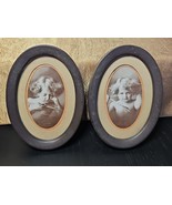 Vtg Pair Cupid Awake Pictures Original Metal Oval 4” Frames c 1897 M B P... - $195.91