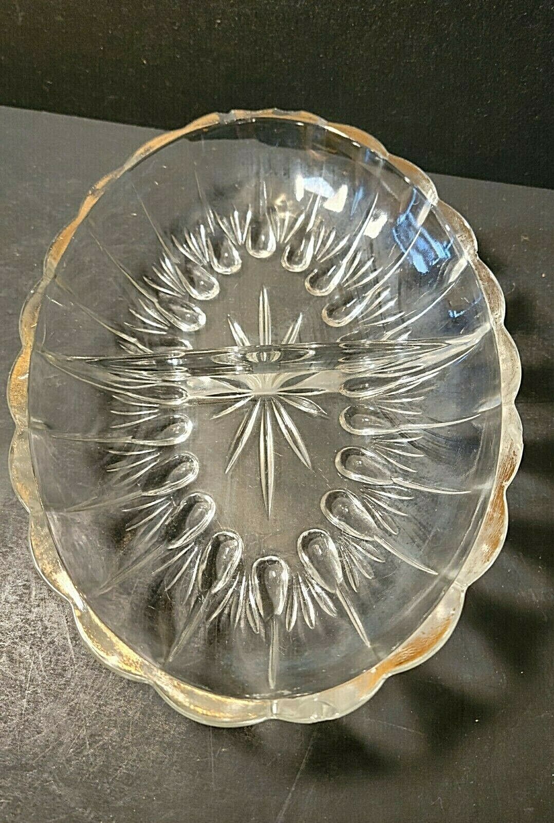 GLASS RELISH DISH DIVIDED 8.25&quot; LONG - $11.30