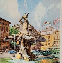 Aldo Raimondi Rome Piazza Barberini 1960 Lithograph Art Print Italy VTG B83 - £78.36 GBP