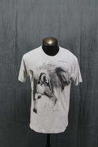 Vintage Graphic T-shirt - Big Wolf Head Double Sided Graphic - Men&#39;s Large - £38.71 GBP