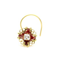 Asiatique Style Femme Plaqué Or Nez Clou Zircone Entortillé Nez Bague 24g - £12.01 GBP