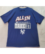 New York Yankees Hanes T Shirt Baseball Unisex XL Navy All In Postseason... - £15.86 GBP