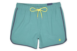 Brooks Brothers Green Navy 5&quot; Contrast Pipe Swim Trunk Shorts, L Large 8... - $88.61
