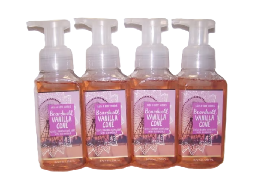 Bath & Body Works Boardwalk Vanilla Cone Gentle Foaming Hand Soap 8 oz x4 New