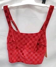 Colsie XS Red Checkered Velvet Longline Bralette image 2