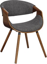 Armen Living Butterfly Dining Chair In Charcoal Fabric And Walnut Wood Finish - £167.02 GBP
