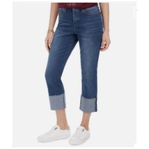 Style &amp; Co Straight Crop Blue Bloom High Rise Jeans Modern Table NWT Size 6 - £18.48 GBP