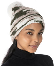 Womans Beanie Hat Fuzzy Jacquard Multicolor with White Pom Pom JENNI $24... - £4.25 GBP