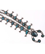 Vintage Navajo Silver and turquoise squash blossom necklace f - $1,756.76