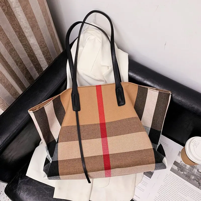 Men handbag fashion stripe canvas leather luxury female top handle bag retro new office thumb200