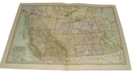 Vintage Manitoba British Columbia Map Century Dictionary &amp; Cyclopedia 1906 19786 - £15.48 GBP