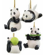 Ebros Angel Winged Flying Pandas Hanging Ornament Set of 4 Resin Decor F... - $37.03 CAD