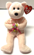 TY Beanie Babies Baby DEAR Pink Bear with Flowers Plush - $94.23 MXN
