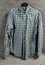 VTG Ralph Lauren Shirt Mens Medium Green Plaid Classic Fit Collared Red Pony - $17.87