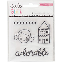 American Craft Crate Paper Cute Girl Collection Clear Acrylic Stamps Mi Set - £12.42 GBP