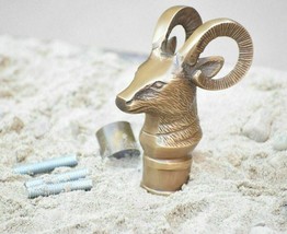 Antique Style Designer Brass Mountain Goat Handle Walking Stick Wooden C... - $35.64