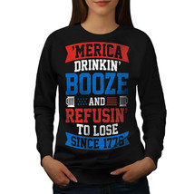 Wellcoda America Drinking Booze Womens Sweatshirt, USA Casual Pullover Jumper - £23.10 GBP+