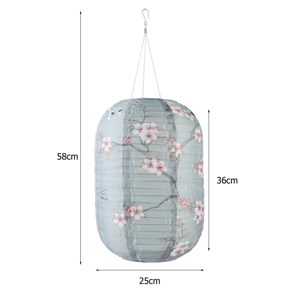 Solar Lanterns Chinese Clical Japanese Print Hanging Outdoor Garden Party Light  - £49.57 GBP