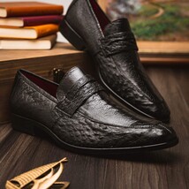 Fangio Penny Loafer Genuine Ostrih Leg Quil Black image 6