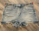 Blank NYC High Rise Beaded Waistband Distressed Jean Shorts Women&#39;s Size 27 - $14.50